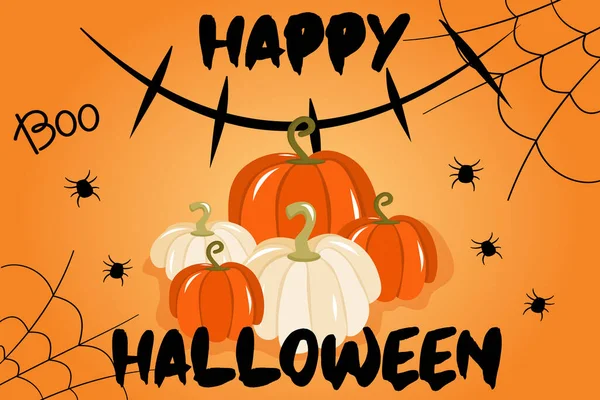 Vector Illustratie Met Banner Voor Halloween Uitnodiging Feesten Met Spinnenwebben — Stockvector