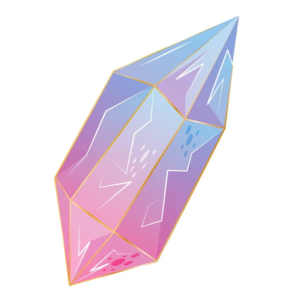 Vacker Kristall Pärla Juvel Isolerad Vit Bakgrund Färgstark Sten För — Stock vektor