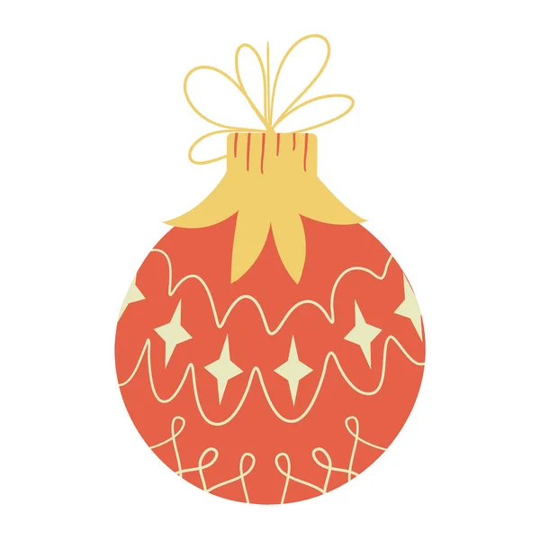 Різдвяна Кулькова Іграшка Ретро Стилі Ізольована Білому Тлі Сучасний Дизайн — стоковий вектор