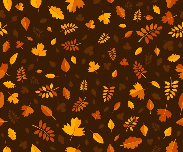 Autumn leaves pattern seamless brown & orange — Stock Vector