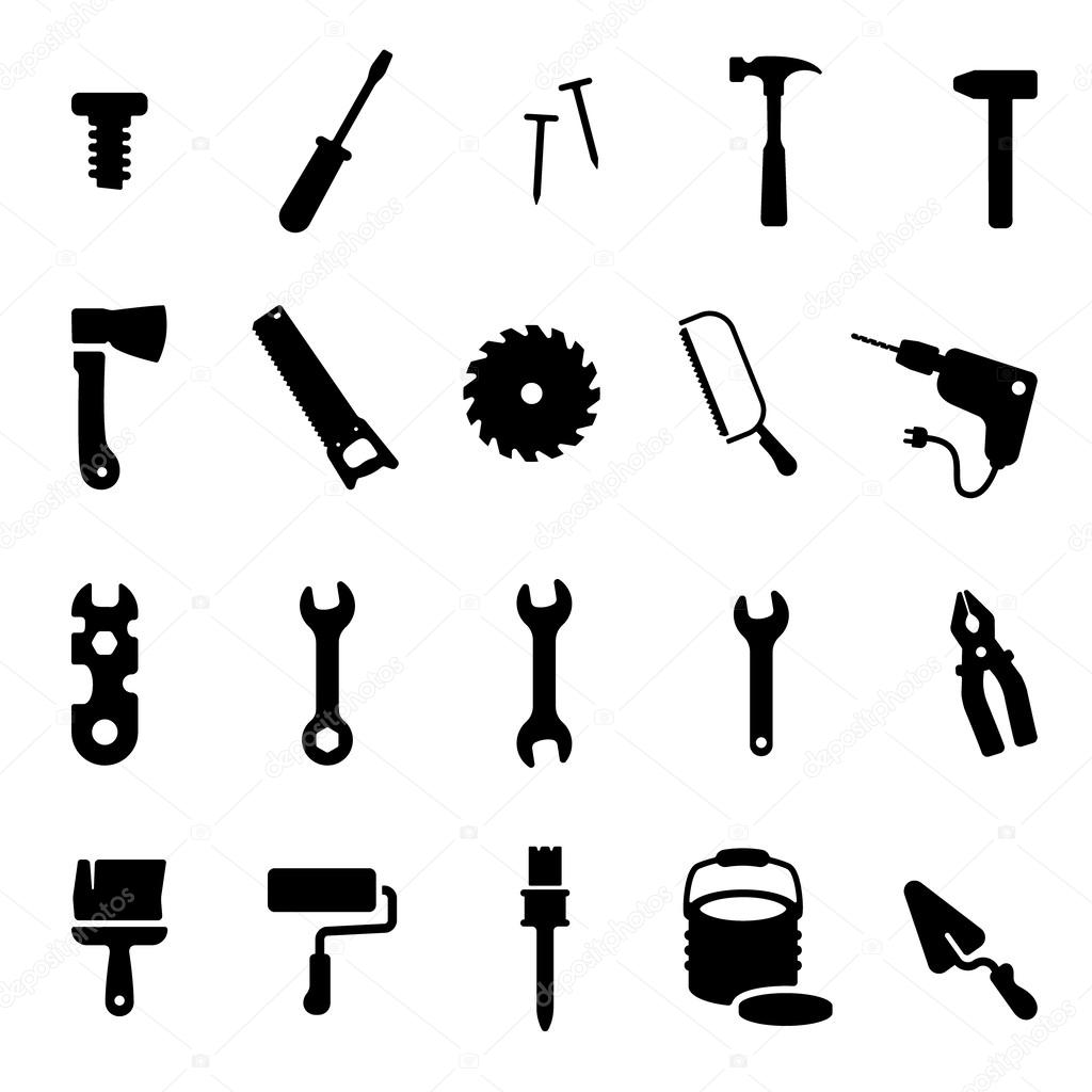 Workshop tools icon set