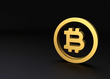 Bitcoin işaret 3d render siyah ve altın