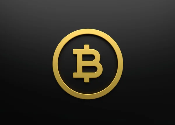 Bitcoin signo de oro 3d render — Foto de Stock