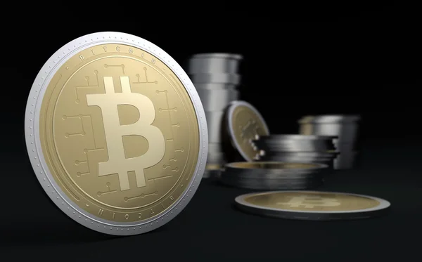 Bitcoins - Stapel von Münzen 3d render — Stockfoto