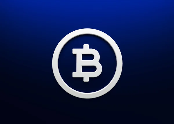 Bitcoin blu e bianco 3d rendering — Foto Stock