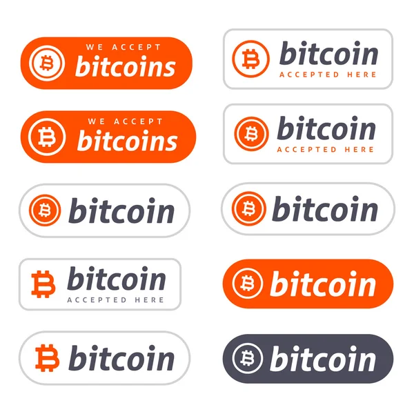 Botones Bitcoin - conjunto de vectores — Vector de stock