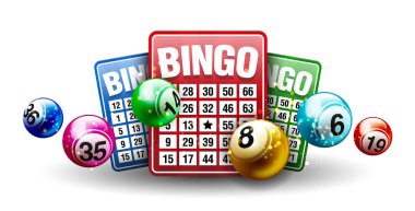Beyaz Arkaplanda Bingo Kartı izole edilmiş Vektör Renkli Bingo Topu