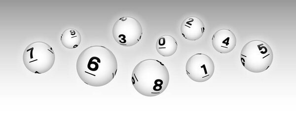 Vector White Sphere Lottery Bingo Balls From Number 0 to 9