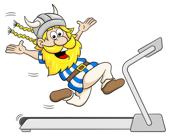 Viking jogging on a treadmill — Stock Vector