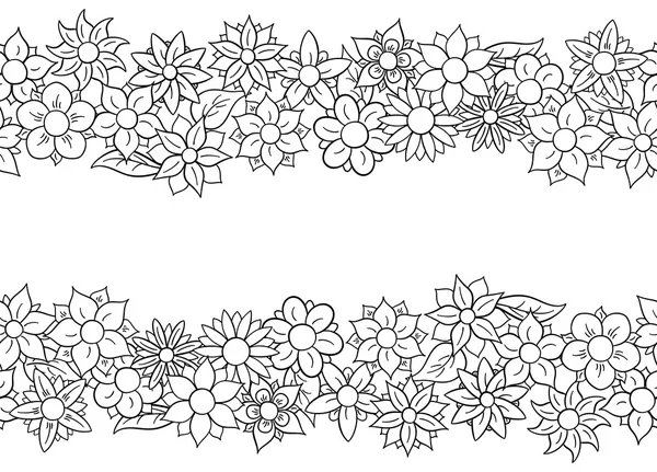 Borde de flor sin costura horizontal — Archivo Imágenes Vectoriales