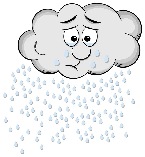 Weeping cartoon raincloud isolated on white — Stock Vector