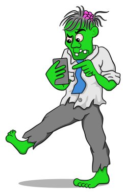 işadamı zombi bir akıllı telefon ile