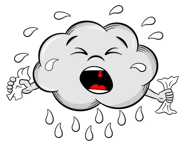 Chorando cartoon chuva nuvem —  Vetores de Stock
