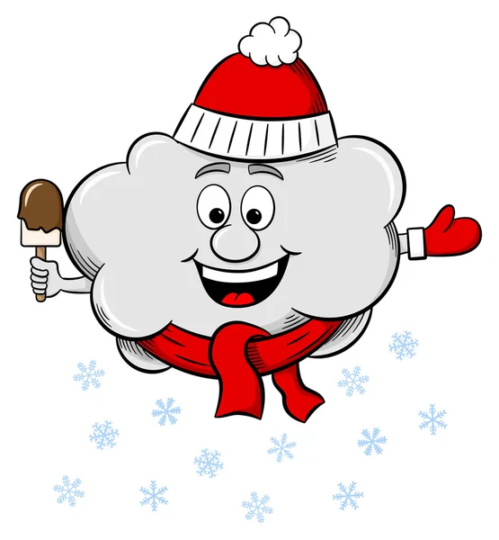 Atkı ve şapka ile kar bulut — Stok Vektör