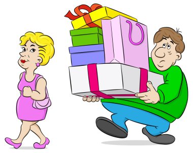 alışveriş taşıyan adam karısı çanta