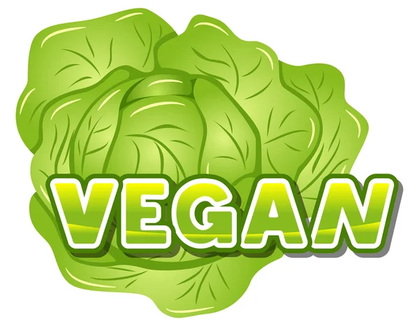 Lettering vegan in front of a lettuce — Stock Vector