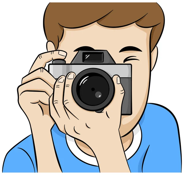 Mirar directamente a la cámara de un fotógrafo — Vector de stock