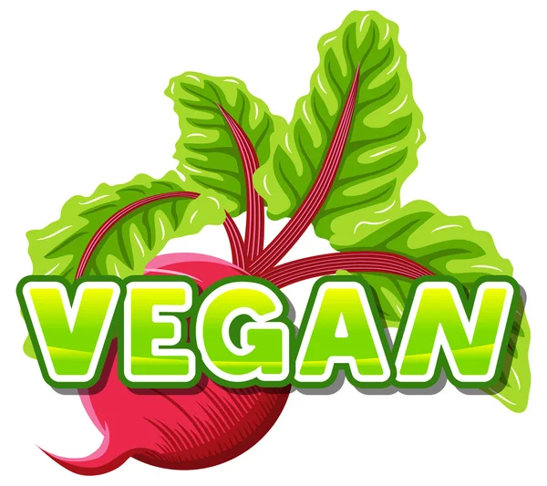 Lettering vegan in front of a beetroot — Stock Vector
