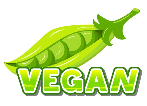 Lettering vegan na frente de ervilhas — Vetor de Stock