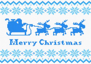 Kırmızı ve beyaz Noel tebrik kartı örme