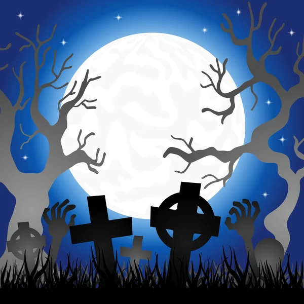 Full moon over the cemetery — Stock Vector