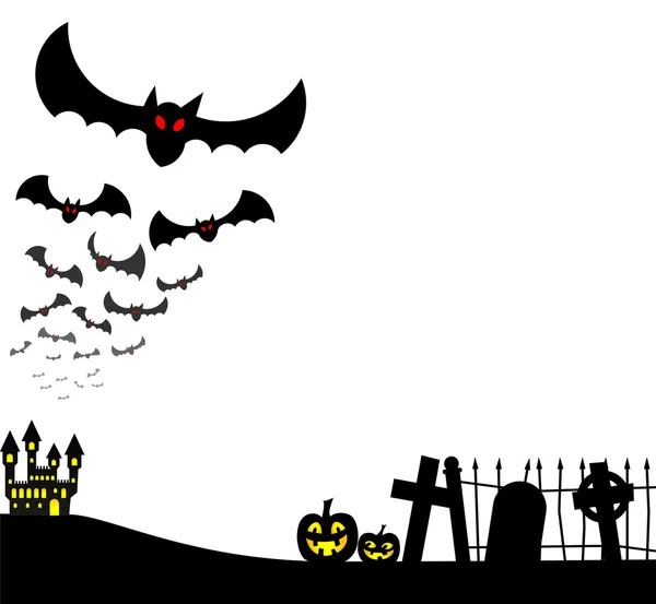 Morcegos contra a lua cheia — Vetor de Stock