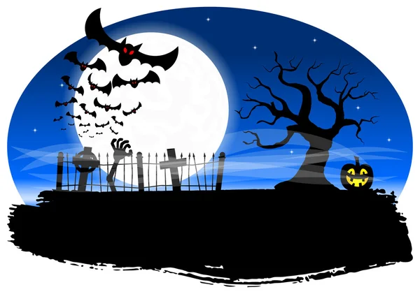 Chauves-souris contre la pleine lune — Image vectorielle