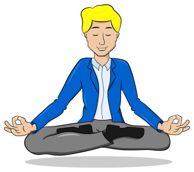 meditasyon Lotus pozisyonu ve kayan iş adamı