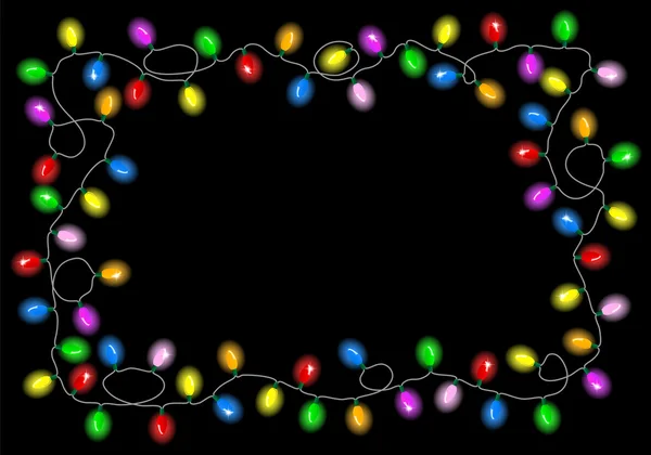 Weihnachtsbeleuchtung auf dunklem Hintergrund mit Platz für Text — Stockvektor