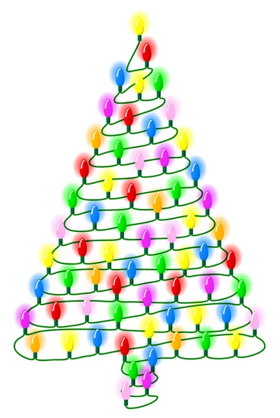 Christmas tree from a string of lights on white — Stock Vector