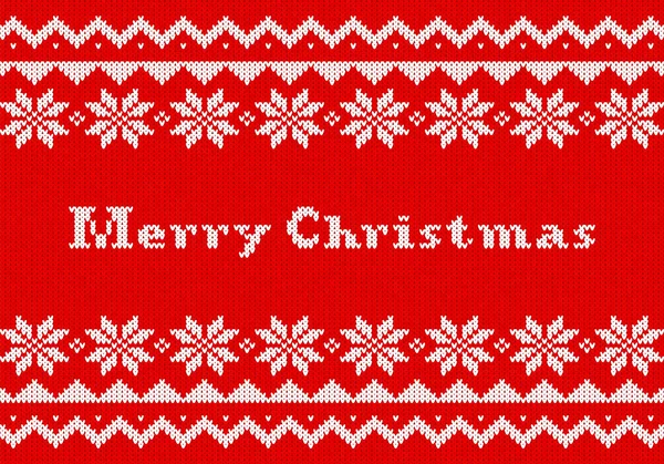 Kırmızı ve beyaz Noel tebrik kartı örme — Stok Vektör