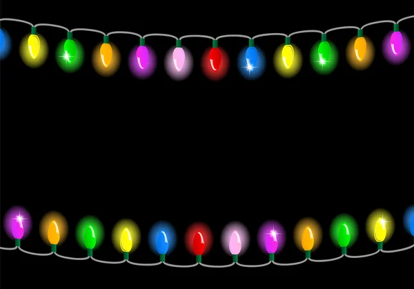Lumières de Noël sur fond sombre avec espace pour le texte — Image vectorielle