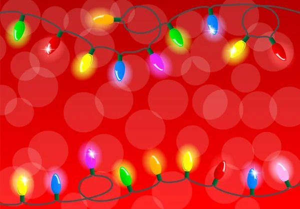 Chaîne de lumières colorées — Image vectorielle