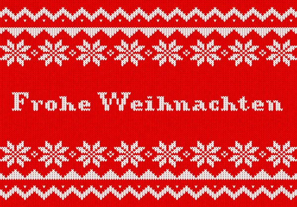 Rode en witte Duits Kerstmis brei wenskaart — Stockvector