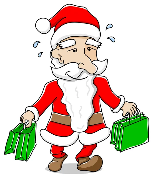 Άγιος Βασίλης, που μεταφέρουν τσάντες για ψώνια Χριστούγεννα — Διανυσματικό Αρχείο