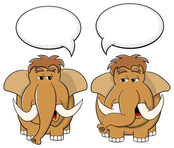 Two cartoon mammoths talk to each other — Stock Vector