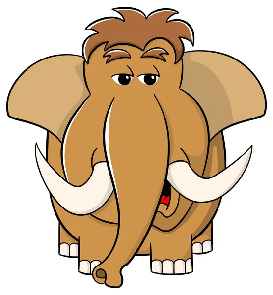 Cartoon mammoth on white background — Stock Vector