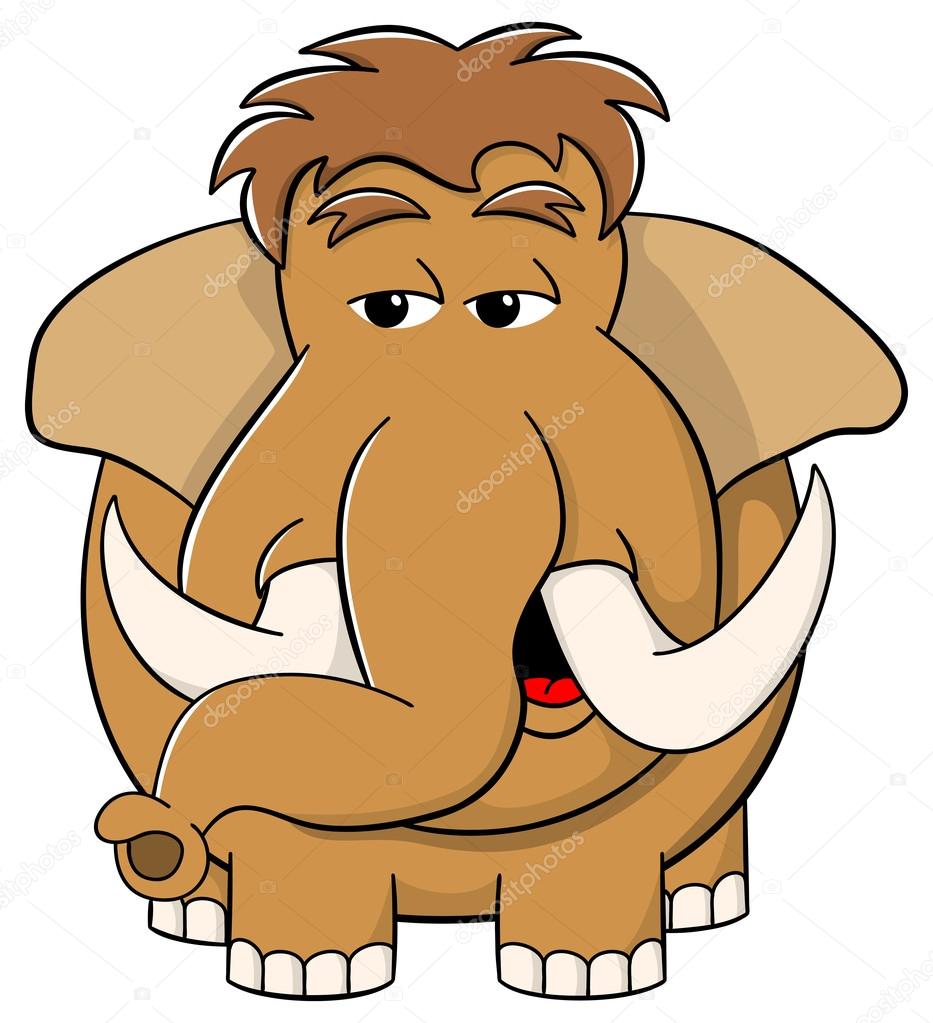 cartoon mammoth on white background 