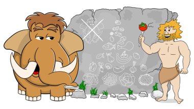 mamut paleo diyet gıda piramit taş üzerine çizilmiş kullanarak açıklar