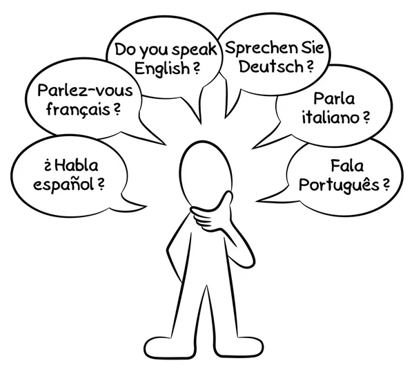 Homme qui veut savoir quelles langues vous parlez — Image vectorielle