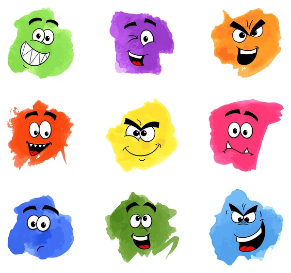 Color patches with emotional faces — Stock Vector