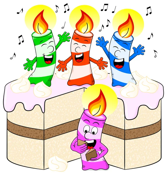 A torta gyertya születésnapját ünneplik — Stock Vector