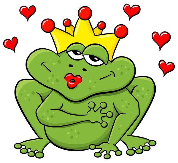 Frog prince waiting to be kissed — Stock Vector