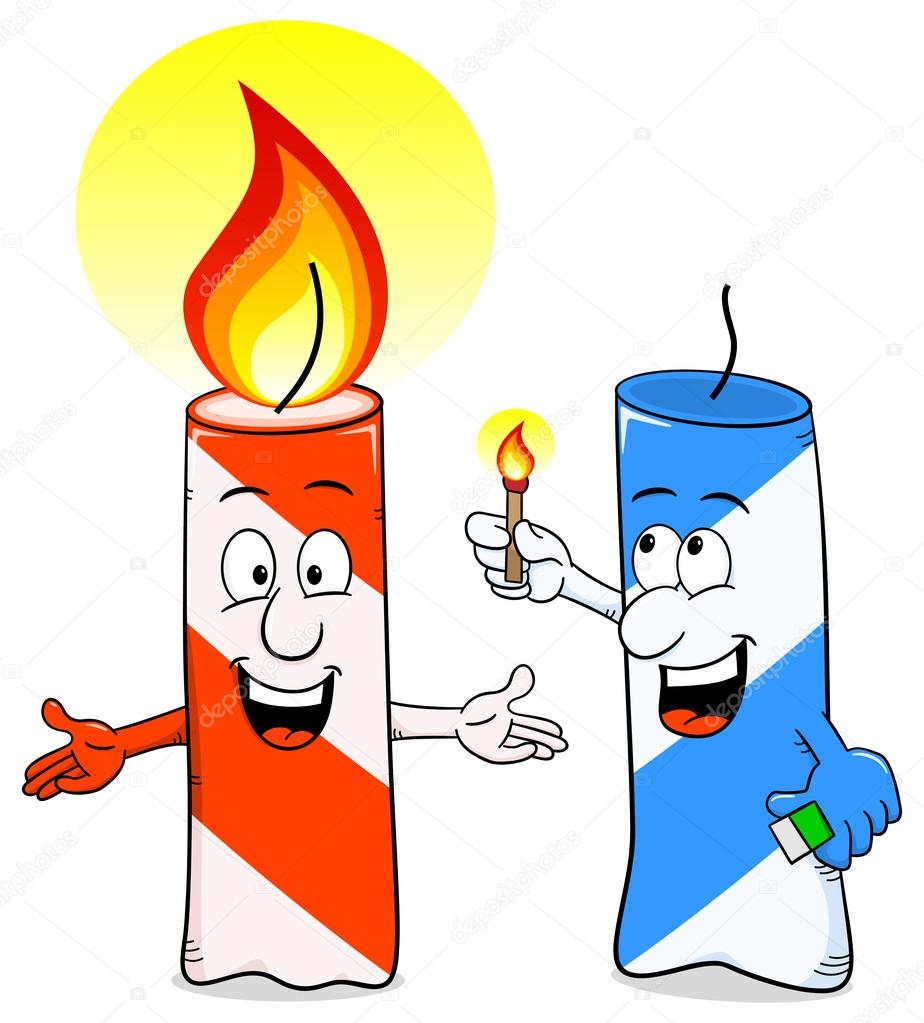 cartoon of a birthday candle that ignites another candle