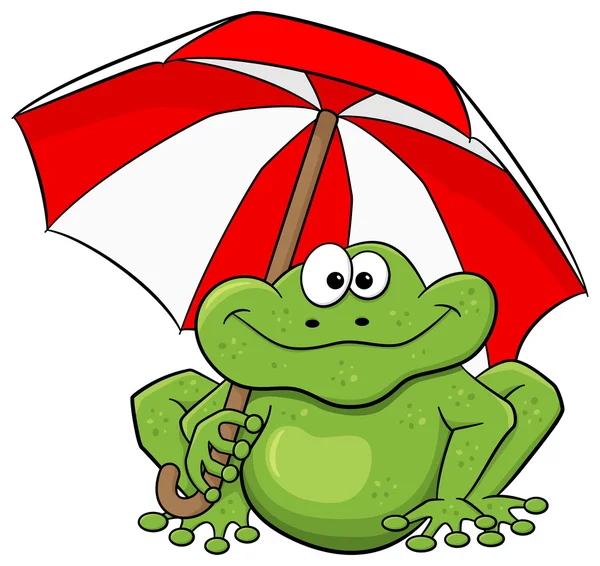 Kreslený žabák s deštníkem — Stockový vektor