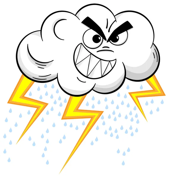 Cartoon thundercloud isolated on white — Stock Vector