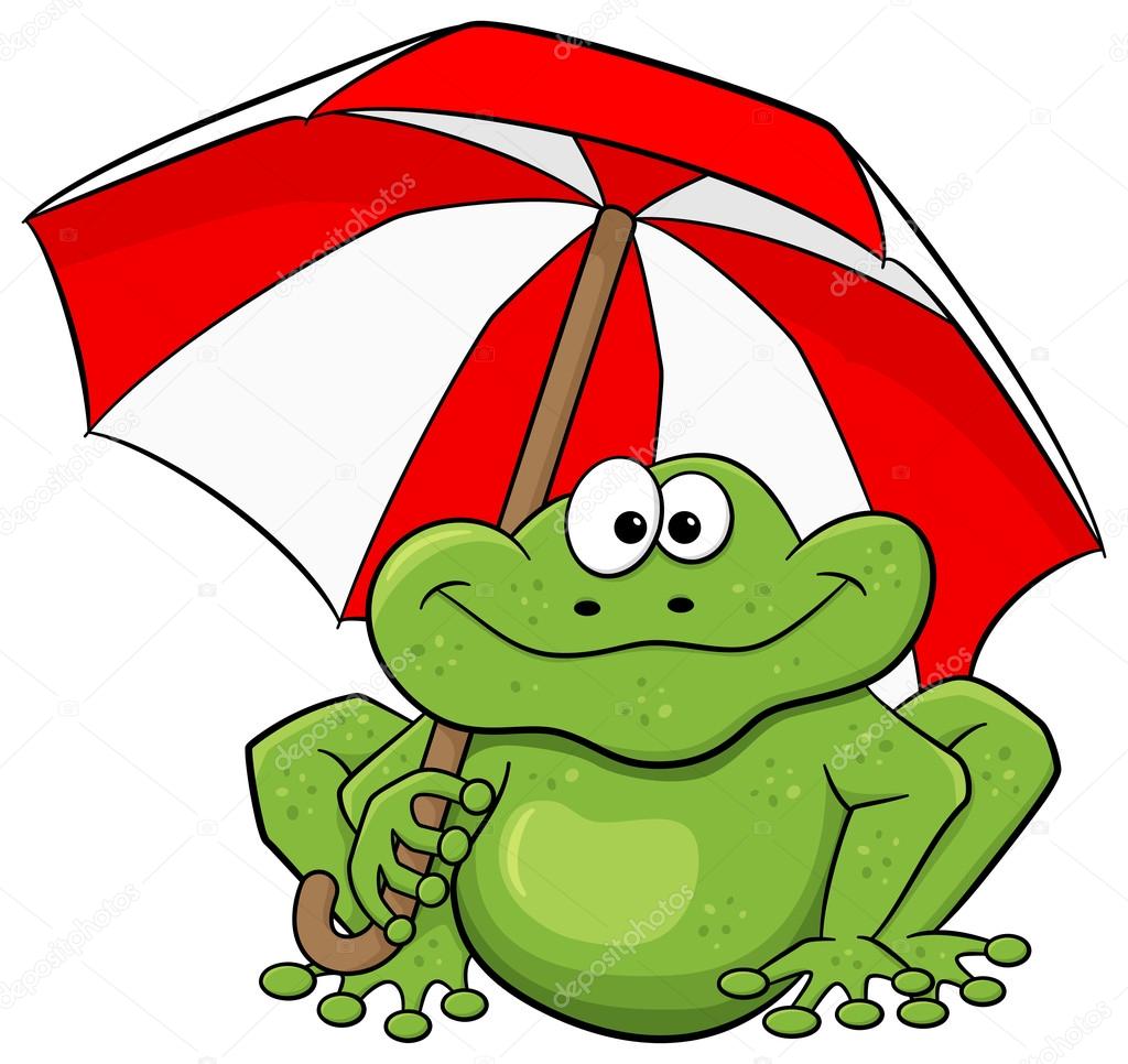 Cartoon frog with umbrella Stock Vector Image by ©antimartina #74920843