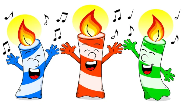 Cartoon birthday candles singing a birthday song — Stock Vector