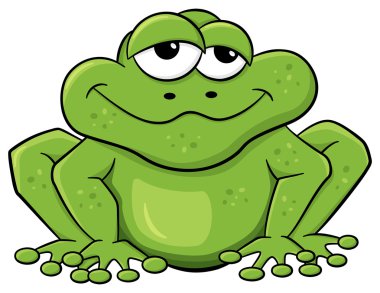 green cartoon frog isolated on white clipart