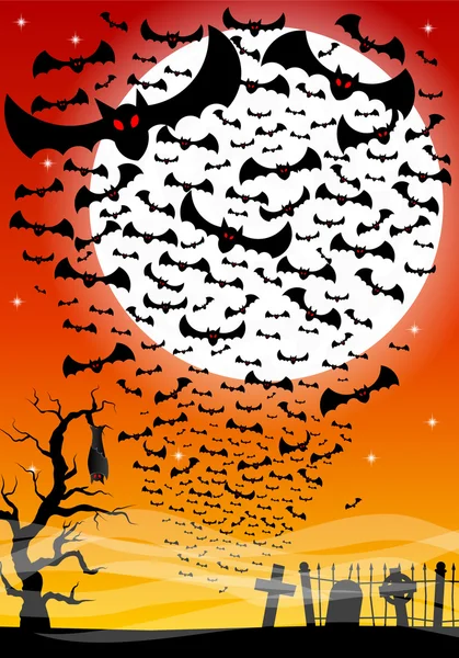 Bats against the full moon — Stock Vector